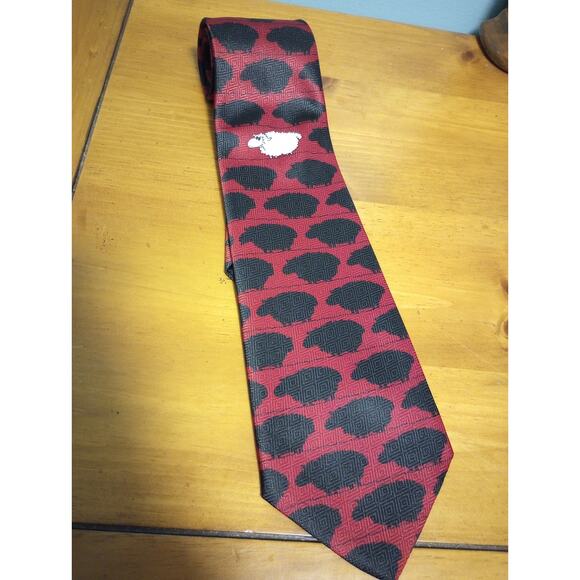 Black Sheep 100% Polyester Tie Designs By A. Rogers Sheep Neck Tie EUC - Picture 1 of 4